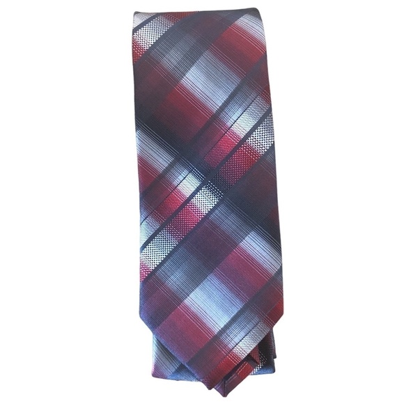 PIERRE CARDIN Tie Men's Size O/S Red Gray Multicolor Slim Black Tie Profesional - Picture 7 of 8